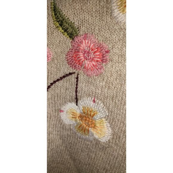 Appleseeds Sweater Linen Blend Oatmeal Beige Limited Edition Embroidery Sz XL - Picture 9 of 16